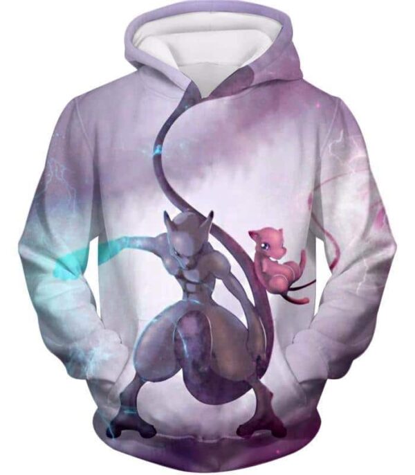 Pokemon Legendary Psychic Pokemons Mew X Mewto White Hoodie