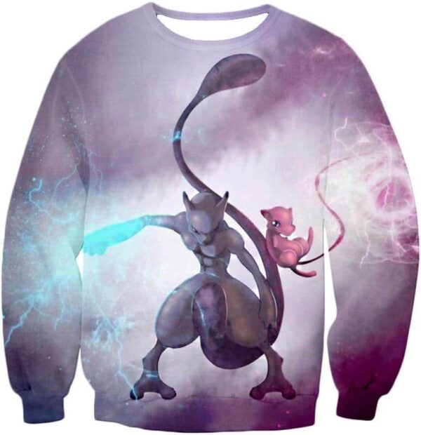 Pokemon Legendary Psychic Pokemons Mew X Mewto White Hoodie - Sweatshirt