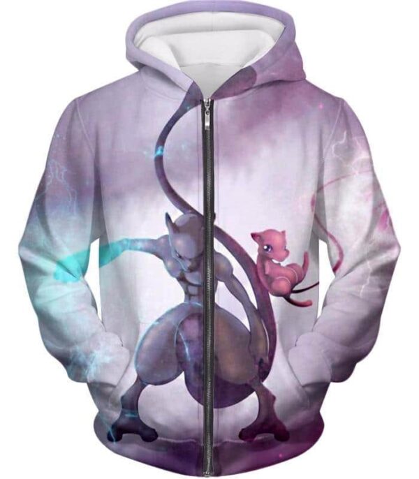 Pokemon Legendary Psychic Pokemons Mew X Mewto White Hoodie - Zip Up Hoodie