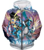 Pokemon Super Dragon Type Generation V Pokemon Black Kyurem Hoodie - Zip Up Hoodie