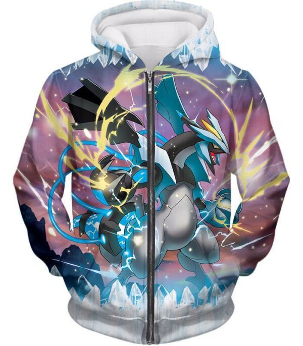 Pokemon Super Dragon Type Generation V Pokemon Black Kyurem Zip Up Hoodie