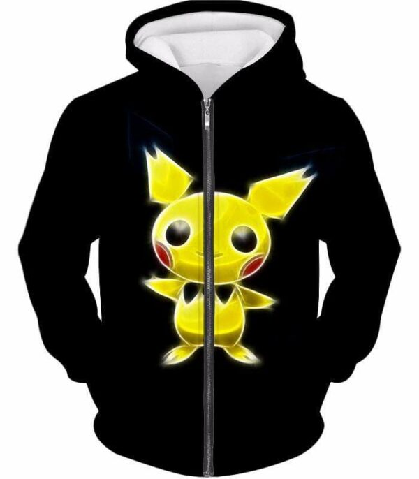 Pokemon Thunder Pokemon Pichu Cool Black Hoodie  - Pokemon Hoodie - Zip Up Hoodie