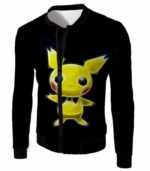 Pokemon Thunder Pokemon Pichu Cool Black Zip Up Hoodie  - Pokemon Zip Up Hoodie - Jacket