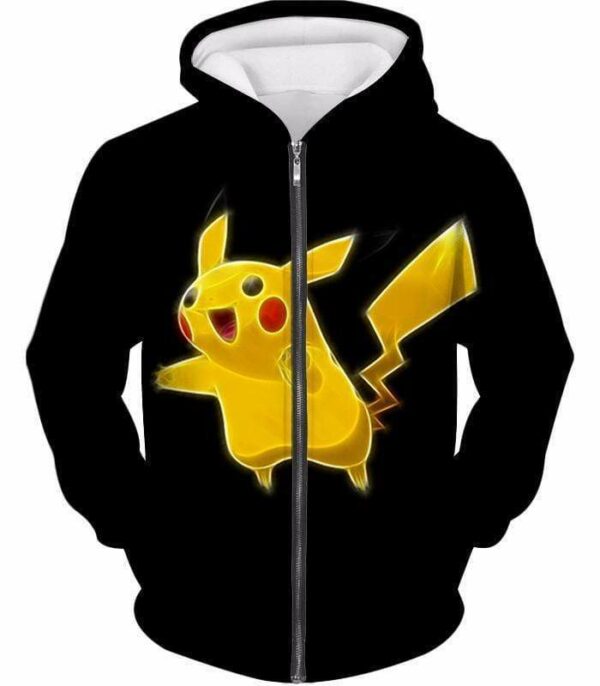 Pokemon Thunder Type Pokemon Pikachu Cool Black Hoodie  - Pokemon Hoodie - Zip Up Hoodie