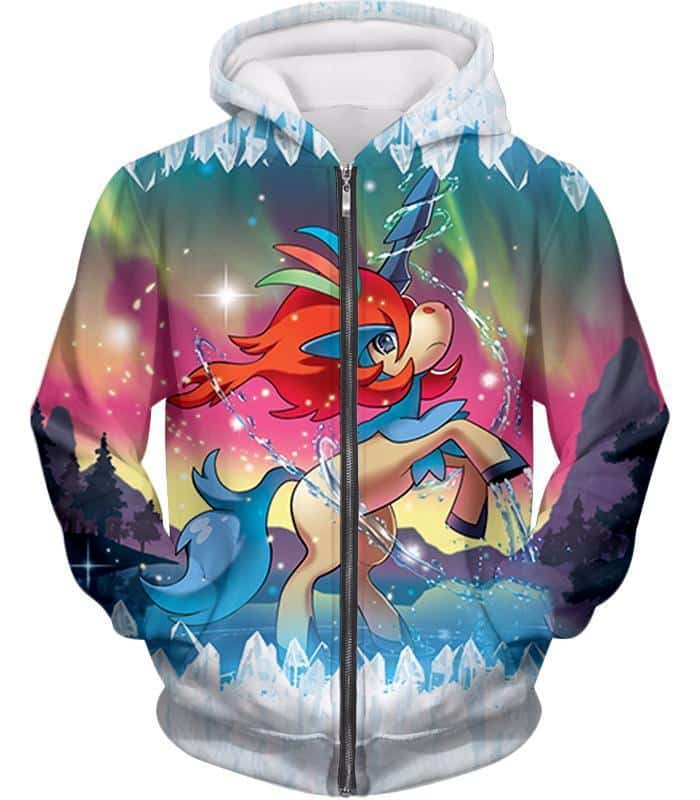 Pokemon Water Fighting Type Pokemon Keldeo Resolute Form Zip Up Hoodie