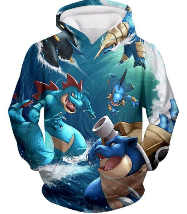 Pokemon Zip Up Hoodie - Pokemon All Powerful Water Type Pokemons Cool Zip Up Hoodie - Hoodie