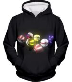 Pokemon Zip Up Hoodie - Pokemon All Types Of Pokeballs Black Zip Up Hoodie - Hoodie