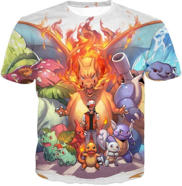 Pokemon Zip Up Hoodie - Pokemon Ash Ketchum All Cool First Generation Zip Up Hoodie - T-Shirt