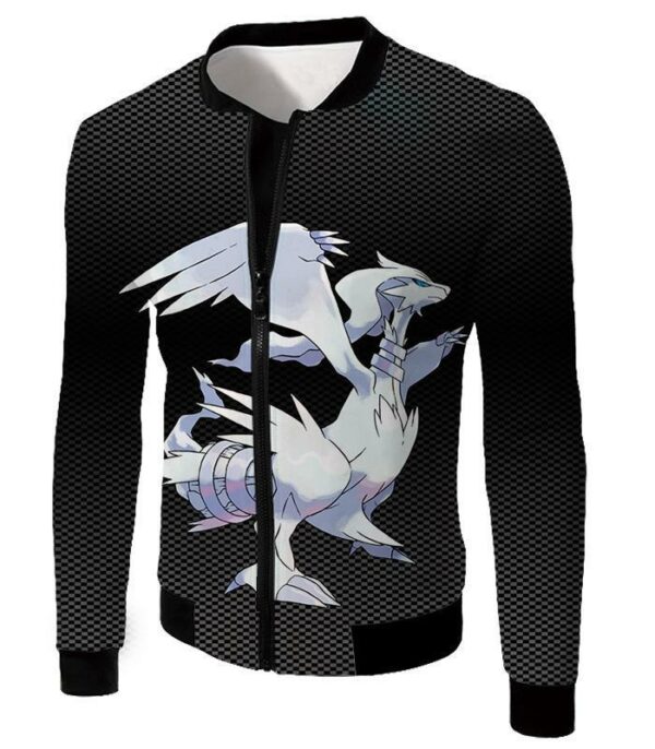 Pokemon Zip Up Hoodie - Pokemon Black And White Legendary Pokemon Reshiram Cool Black Zip Up Hoodie - Jacket