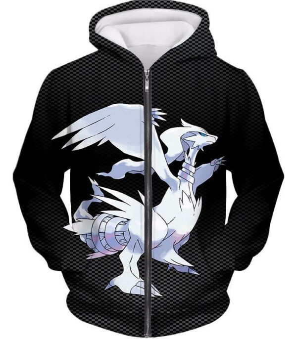 Pokemon Zip Up Hoodie - Pokemon Black And White Legendary Pokemon Reshiram Cool Black Zip Up Hoodie