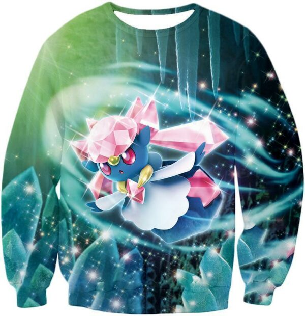 Pokemon Zip Up Hoodie - Pokemon Cool Fairy Rock Type Pokemon Diancie Zip Up Hoodie - Sweatshirt