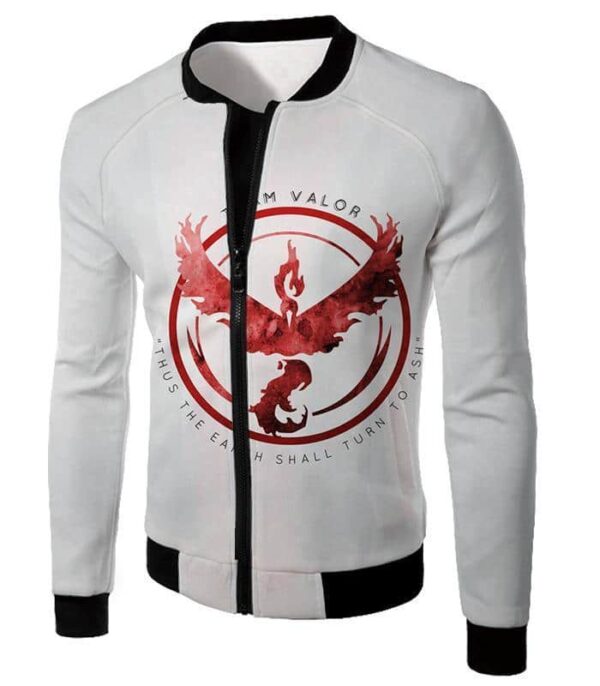 Pokemon Zip Up Hoodie - Pokemon Cool Fire Pokemon Moltress Logo Quoted White Zip Up Hoodie - Jacket