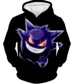 Pokemon Zip Up Hoodie - Pokemon Cool Ghost Type Pokemon Gengar Black Zip Up Hoodie - Hoodie