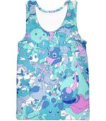 Pokemon Zip Up Hoodie - Pokemon Cool Water Pokemons Promo Anime Zip Up Hoodie - Tank Top