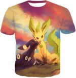 Pokemon Zip Up Hoodie - Pokemon Cute Wolf Umbreon And Leafeon Zip Up Hoodie - T-Shirt
