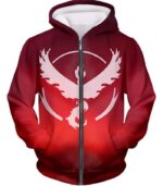 Pokemon Zip Up Hoodie - Pokemon Legendary Fire Pokemon Moltress Symbol Red Zip Up Hoodie