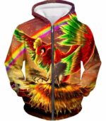 Pokemon Zip Up Hoodie - Pokemon Legendary Pokemon Ho Oh Graphic Zip Up Hoodie - Zip Up Hoodie