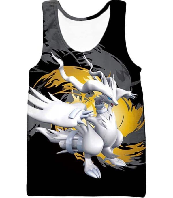 Pokemon Zip Up Hoodie - Pokemon Legendary Pokemon Reshiram Black And White Series Cool Black Zip Up Hoodie - Tank Top