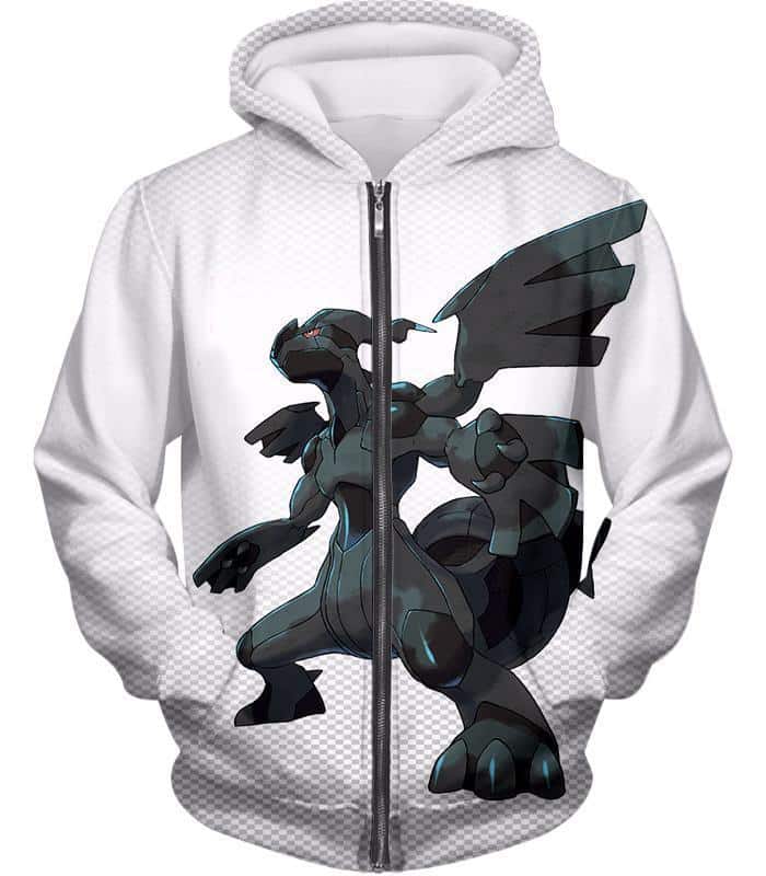 Pokemon Zip Up Hoodie - Pokemon Legendary Pokemon Zekrom Black And White Series Zip Up Hoodie - Zip Up Hoodie