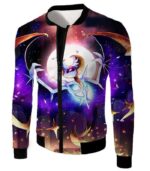 Pokemon Zip Up Hoodie - Pokemon Powerful Ghost Psychic Pokemon Beautiful Night Sky Lunala Zip Up Hoodie - Jacket