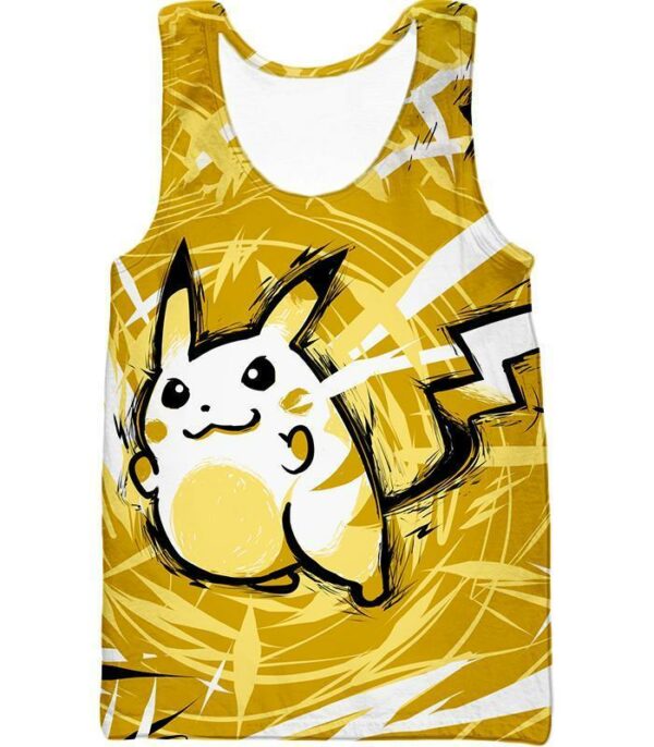 Pokemon Zip Up Hoodie - Pokemon Raichu Cool Graphic Yellow Zip Up Hoodie - Tank Top