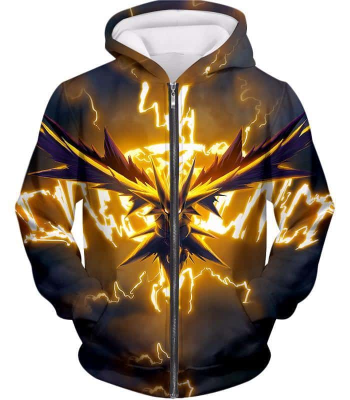 Pokemon Zip Up Hoodie -  Pokemon Zapdos Graphic Zip Up Hoodie