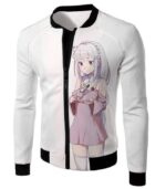 Re:Zero Anime Girl Princess Emilia Cute White Hoodie - Re:Zero Hoodie - Jacket