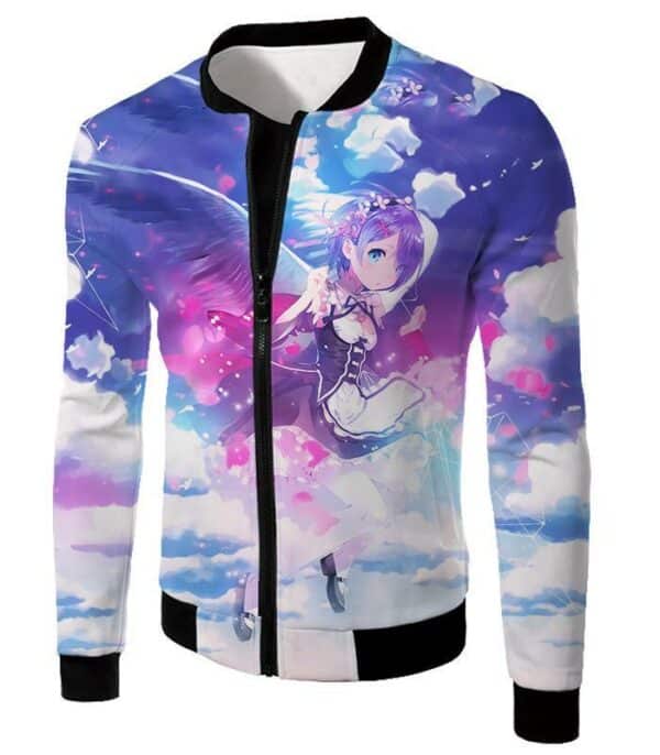 Re:Zero Cute Blue Hair Flying Anime Maid Rem Action Hoodie - Jacket