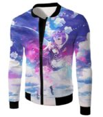 Re:Zero Cute Blue Hair Flying Anime Maid Rem Action Zip Up Hoodie - Jacket