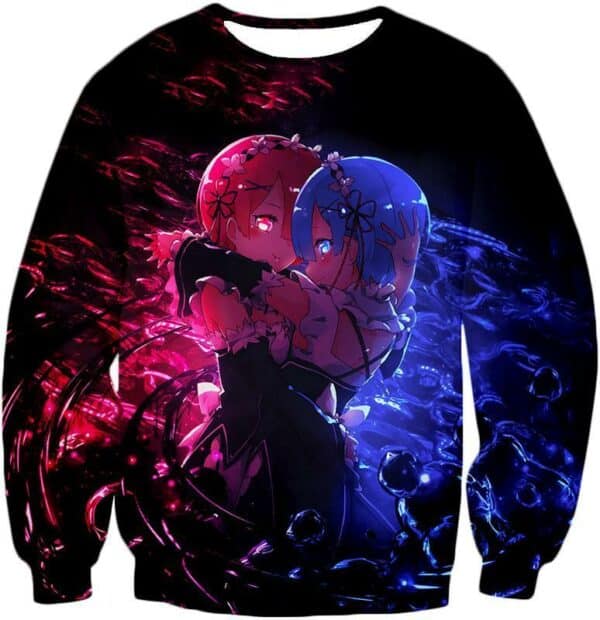 Re:Zero Wonderful Anime Twin Maids Rem And Ram Cute Black Hoodie - Re:Zero Anime Hoodie - Sweatshirt