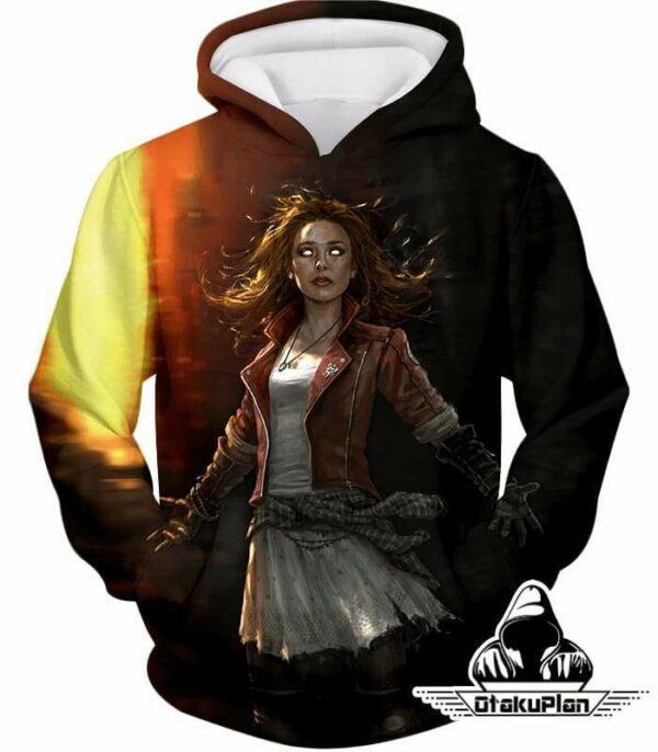 Hot Chaos Magic User Scarlet Witch 3D Action Zip Up Hoodie - Hoodie