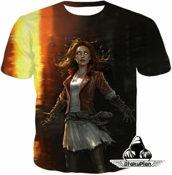 Hot Chaos Magic User Scarlet Witch 3D Action Zip Up Hoodie - T-Shirt