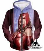 Super-Hot Marvel Hero Scarlet Witch Cool Hoodie - Zip Up Hoodie