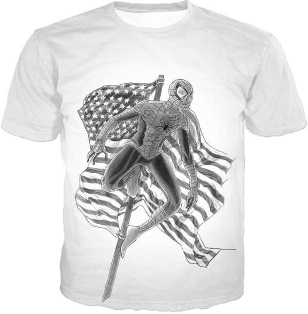 Favourite American Hero Spiderman Sketch White Hoodie - T-Shirt