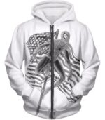 Favourite American Hero Spiderman Sketch White Hoodie - Zip Up Hoodie