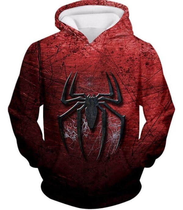 Marvels Ultimate Spiderman Logo Cool Scratched Red Hoodie - Hoodie