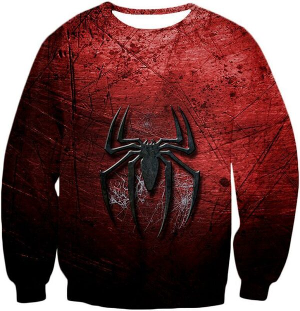 Marvels Ultimate Spiderman Logo Cool Scratched Red Hoodie - Sweatshirt