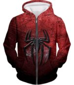 Marvels Ultimate Spiderman Logo Cool Scratched Red Hoodie - Zip Up Hoodie