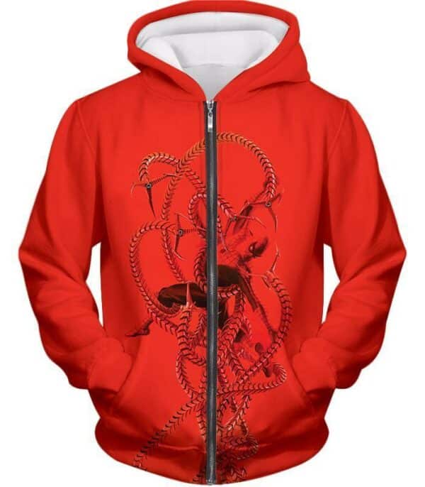 Spiderman In Octopus Claws Cool Red Action Hoodie - Zip Up Hoodie