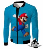 Super Cool Game Hero Mario Cool Promo Blue Zip Up Hoodie - Jacket