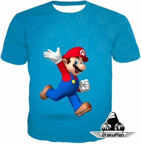 Super Cool Game Hero Mario Cool Promo Blue Zip Up Hoodie - T-Shirt