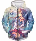 Sword Art Online And Sexy Yuuki Asuna Avatar Cool Anime Promo Hoodie - Sword Art Online Hoodie - Zip Up Hoodie