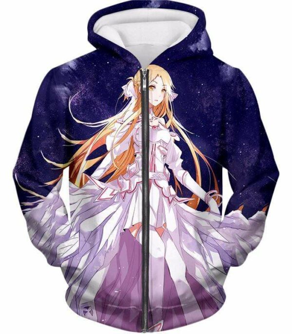 Sword Art Online Anime Blonde Yuuki Asuna Cool Promo Hoodie - SAO Merch Hoodie - Zip Up Hoodie