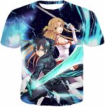 Sword Art Online Anime Couple Kirito And Asuna Ultimate Action Graphic Promo Zip Up Hoodie - Sword Art Online Zip Up Hoodie - T-Shirt