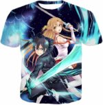 Sword Art Online Anime Couple Kirito And Asuna Ultimate Action Graphic Promo Hoodie - Sword Art Online Hoodie - T-Shirt
