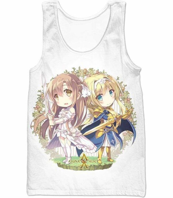 Sword Art Online Anime Girl Asuna And Alice Cool Anime Promo White Hoodie - Sword Art Online Hoodie - Tank Top