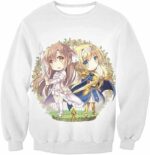 Sword Art Online Anime Girl Asuna And Alice Cool Anime Promo White Zip Up Hoodie - Sword Art Online Zip Up Hoodie - Sweatshirt