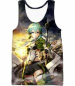 Sword Art Online Asada Shino Cool Marksman Gun Gale Online Avatar Action Promo Hoodie - Sword Art Online Hoodie - Tank Top