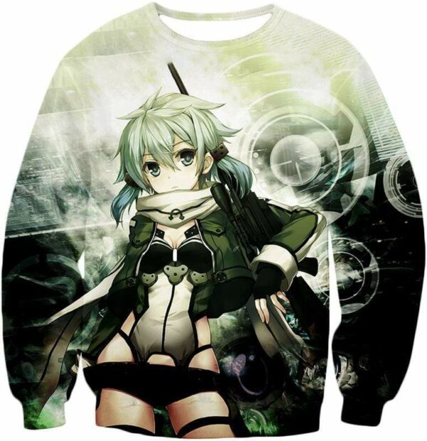 Sword Art Online Asada Shino VRMMORPG Gun Gale Online Player Cute Anime Graphic Hoodie - Sweatshirt