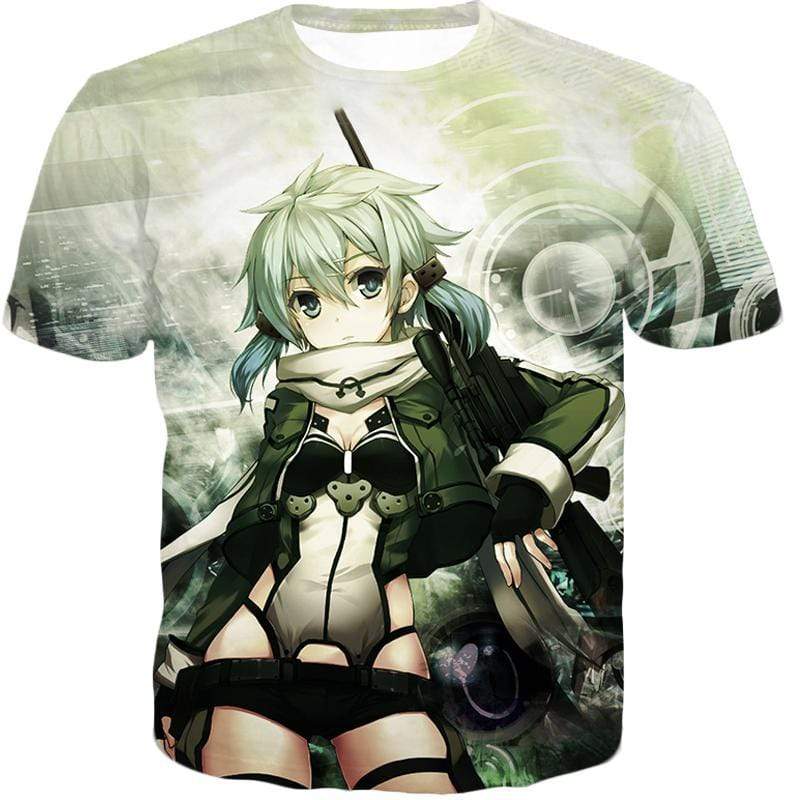 Sword Art Online Asada Shino VRMMORPG Gun Gale Online Player Cute Anime Graphic Hoodie - T-Shirt